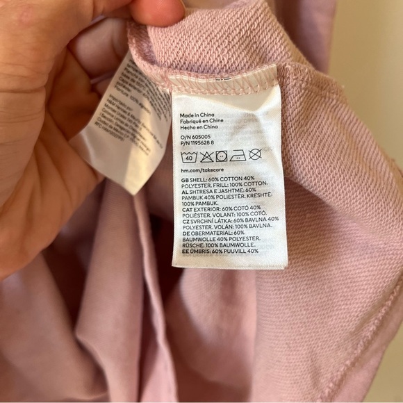 H&M Girls Ruffle Sweatshirt Dress Pink Long Sleeve Drop Waist Size 8-10Y - Picture 4 of 8